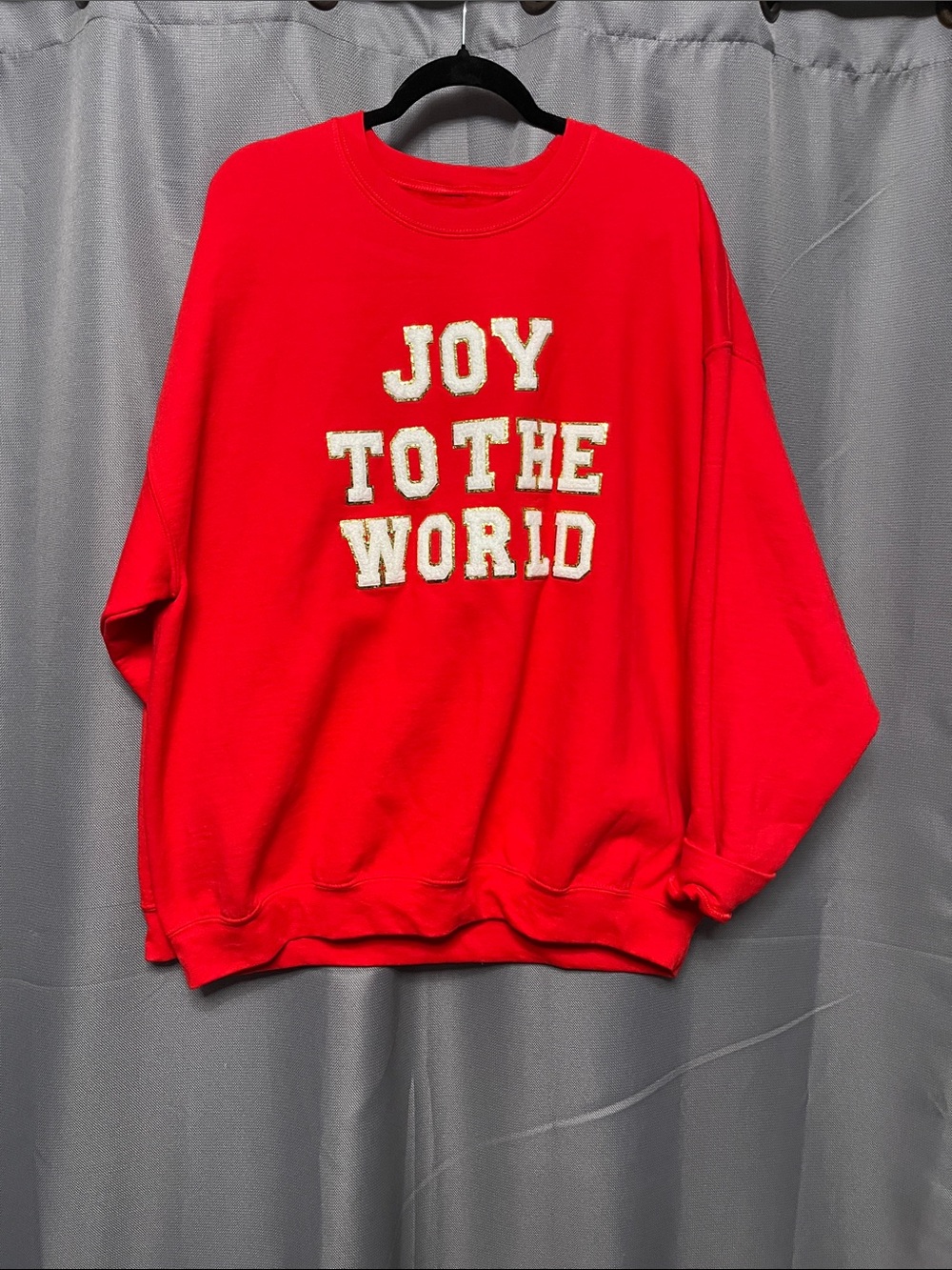 Ash Red Crewneck Sweatshirt with Cream Appliqué Lettering